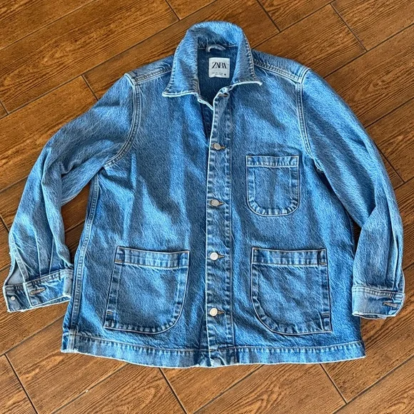 ZARA OVERSIZED BLUE DENIM JACKET L - Picture 1 of 9
